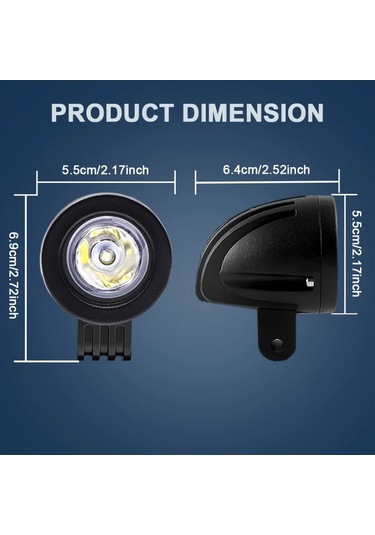 Motion003 Alüminyum 2 Işık 2 İnç Motosiklet Işıkları Beyaz Yüksek Lümen Su Toz Geçir