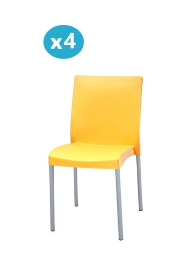 Omnipazar Mt-cf875 Vortice Plastik Bahçe Balkon Sandalye 4'lü Set Sarı