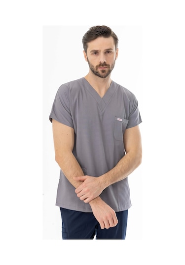 Gofre Likra Yarasa Kol Doktor Hemşire Tek Üst Forma Açık Gri Gfr3008 Açık Gri