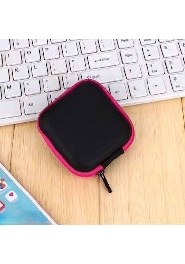 Kosona Kırmızı Pembe Sert Kılıf, 70x70x20mm, Bluetooth Kulaklık Ve Küçük Elektronik Aletler İçin Taşınabilir, Dayanıklı Polietilen Materyal Diğer