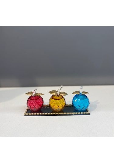 Peramari Tabak Kristal Renkli 3'lü Elma