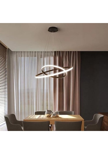 Siyah 2'li Yeni Beyaz Işık Süper Ledli Avize Siyah