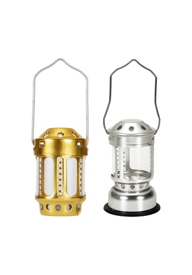 Mufunye Kamp İçin 2'li Tealight Fener Paketi - Gümüş + Altın Çok Renkli