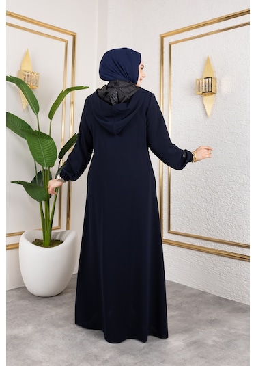 Nevayla Moda Cep Detaylı Bağlamalı Ferace - Lacivert / F0138 Lacivert