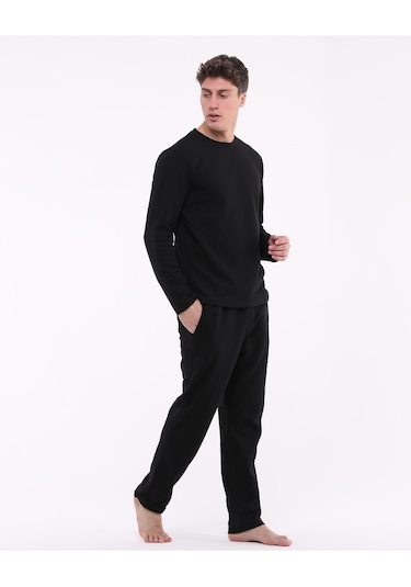 Bella Dossi Waffle Pijama Takımı Siyah