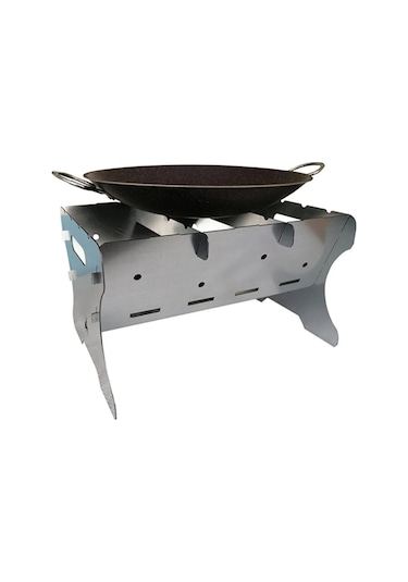 Katlanır Paslanmaz Mangal ve Ateş Çukuru 30x25cm - Çantalı