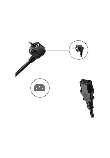 C13 Power Kablo Standart Kasa Monitör Elektrik Güç Kablosu 1.8 mt