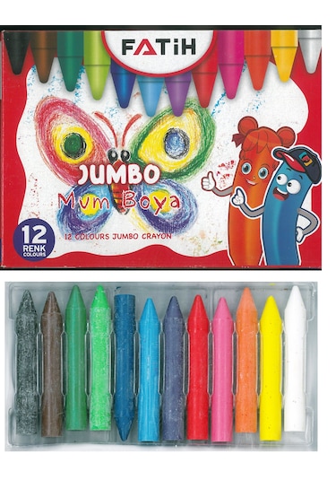 Fatih Mum Pastel Boya Wax Crayon Jumbo 12 Renk Çok Renkli