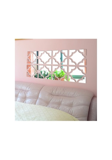 Motif Desen Duvar Dekorasyon Gümüş Pleksi 4 Ayrı Parça 13x13