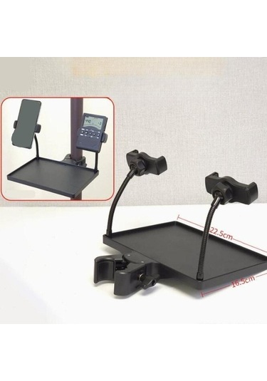 Trendooze Mikrofon Standı Tepsi Ses Kartı, 2 Telefon Tutucu,raf