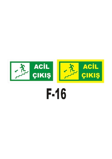 Fosforlu & Düz Levha Acil Çıkış Yönlendirme Sol Merdiven Iniş