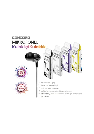 Concord E1 Mikrofonlu Kulak İçi Kulaklık