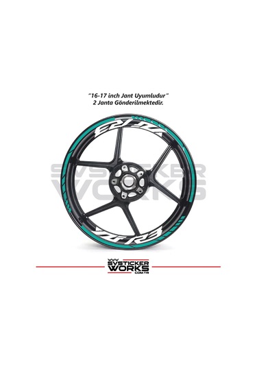 Yamaha Yzf-r3 Yazılı Jant Sticker Dış Ve İç Set Sticker Jant Şeridi Turkuaz