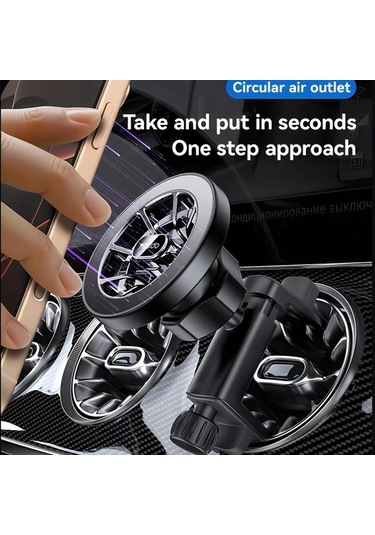 Xuweiwei Siyah 360 Derece Dönebilen Lüks Hava Çıkışı Telefon Tutucu Manyetik Sabit Dayanıklı Malzeme