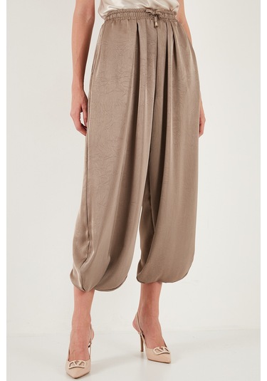 Lela Oversize Bağlamalı Balon Paça Saten Şalvar Bayan Pantolon 68351199 Vizon