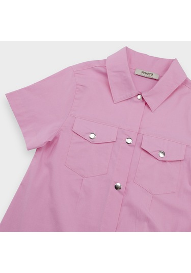 Kız Çocuk Cep Detaylı Gömlek Elbise 2411gb26004-4543 001