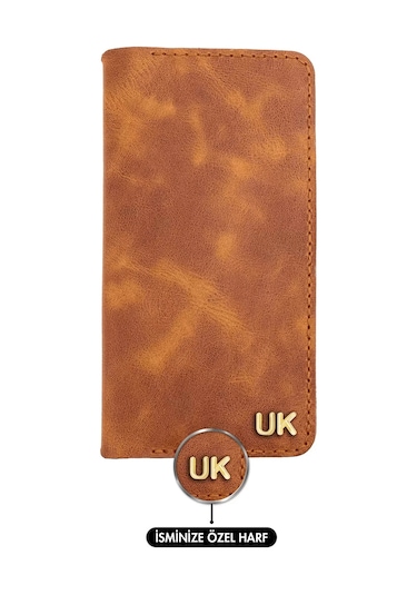 Twingold İsme Özel Dikey Uzun Cüzdan - %100 Rainbow Deri - A010007 - Camel Camel