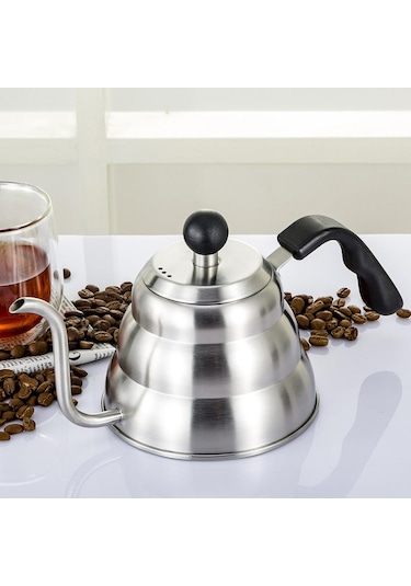 Homyl Paslanmaz Çelik Gooseneck Su Isıtıcısı Kahve 1,2-litre Gümüş