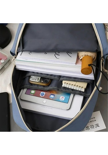 Youtek 5 Parçalı Şık Öğrenci Çantası Seti - Büyük Kapasiteli Ve Dayanıklı Not: Başlık 113 Karakter Sınırına Uygundur Mavi