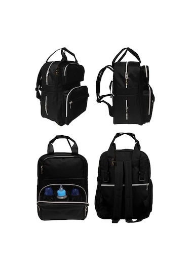 USF Bebek Bakım Çantası Organizatör Fonksiyonel Anne Bebek Bakım Sırt Çantası Siyah