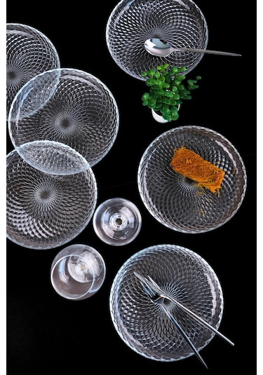 Tabak Evi Aden Cam Pasta Tabağı 19cm Sade 6 Lı 2339 Şeffaf