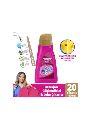 Vanish Kosla Oxi Action Gold Multipower Renkliler için Jel Leke Çıkarıcı Deterjan Güçlendirici 1 L