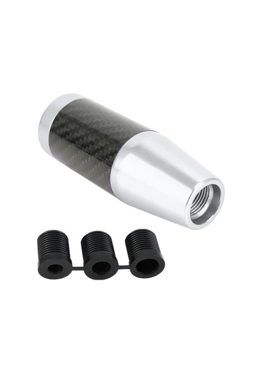 Wondernest Evrensel Araba Karbon Fiber Desenli Dişli Kafası Vites Topuzu Gümüş Gümüş