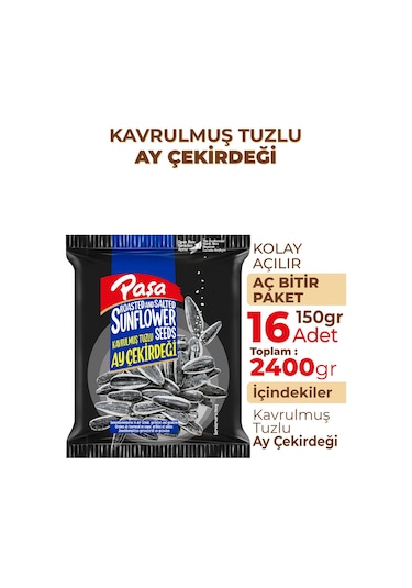 Kavrulmuş Tuzlu Siyah Ay Çekirdeği 150 Gr X 16 Adet 2400 Gr