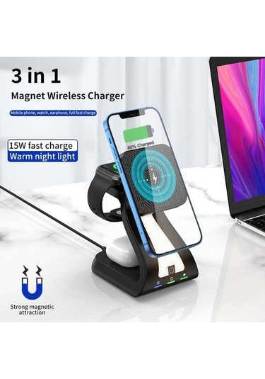 Tongxida 15w Hızlı Kablosuz Şarj Cihazı, Manyetik Telefon Standı, Çok Fonksiyonlu Şarj Aparatı, Sanbuyos Diğer