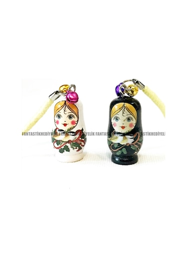 Matruşka Iç Içe Geçmeli Ahşap Rus Bebek Araba Ayna Süs Anahtarlık