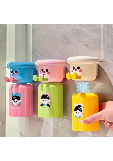 Elmpaly Yeşil Duş Düzenleyici Yapışkanlı Diş Fırçası Askısı Ağız Çalkalama Kabı Yeşil