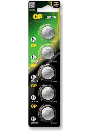 Gp Cr2025-c5 3v Lityum Düğme Pil 5'li Paket