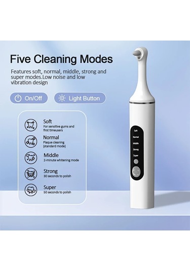 Willowhaven 5 Başlıklı Şarj Edilebilir Diş Arası Temizleyici Led Işıklı 5 Hızlı Usb Diş İpi Beyaz