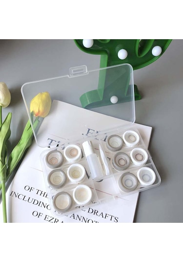 Vkemall 6 Çift Lens Kabı Seti - Çözüm Şişesi, Pens Ve Emme Çubuğu İle Seyahat Dostu