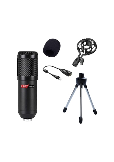 Lastvoice BM800 Full Black Stüdyo Twitch Yayıncı Mikrofonu (Mini Tripod + 7.1)