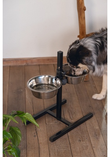 Beeztees Köpek İkili Mama Su Kabı, Ayaklı, Paslamaz Çelik, 25cm, 2x2,5l