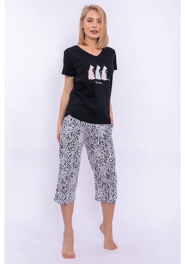 Pierre Cardin Leopard Siyah Kadın Kapri Takım 5274-29379 Siyah