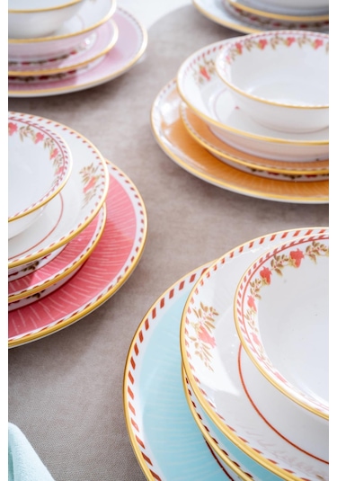 Mia 6 Kişilik 30 Parça Porselen Yemek Takımı Renkli