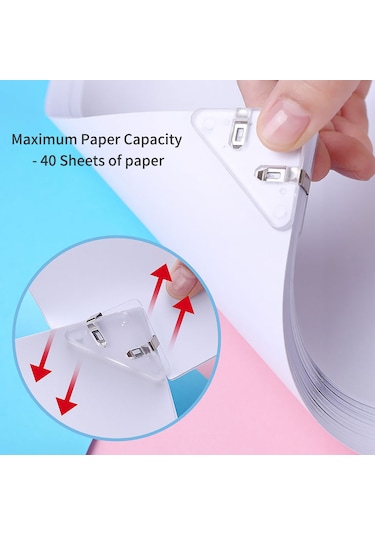 Yaleker Sj-01 Pet Kağıt Klembi, 40 Yaprak Kapasitesi, Siyah, 5 Adet/kutu, Üçgen Köşe Deseni Gümüş