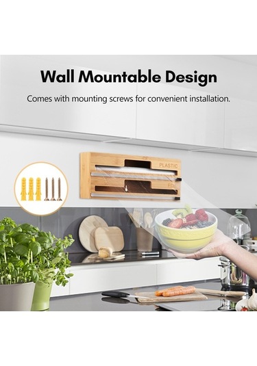 Pazly Kahverengi 2'li/3'lu Mutfak Ambalaj Dispenseri - Kayar Kesici Kahverengi