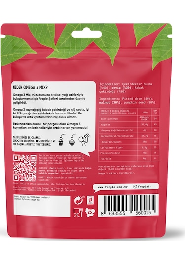 Fropie Karışık Kuruyemiş - Omega 3 Mix 3 x 75 G