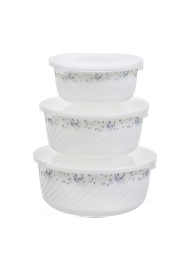 Daniks 3'lü Kapaklı Cam Seramik Salata Kasesi Seti, Eden 225919315 Beyaz