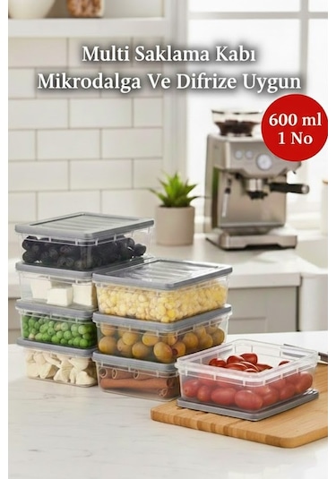 600 Ml Multi Saklama Kabı Difrize Uygun 12 Adet No:1 Şeffaf