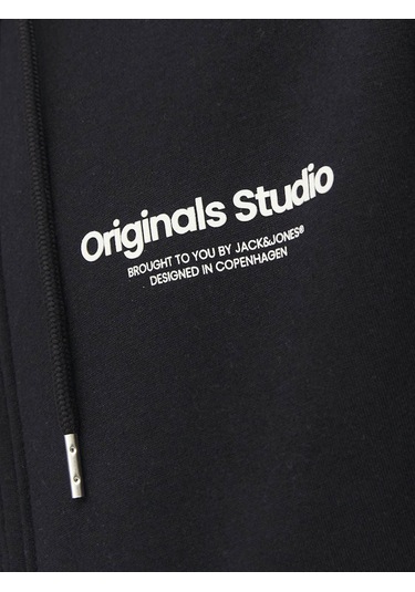 Jack & Jones Jorvesterbro Zıp Hood Noos Siyah Erkek Sweatshirt 12241691 Siyah