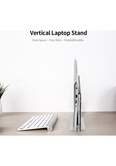 Xindoker Alüminyum Dikey Bilgisayar Tutucu, İki Açık Açılı, Genişlik Ayarlanabilir, Masaüstü Organizasyon Sandalyesi, Siyah