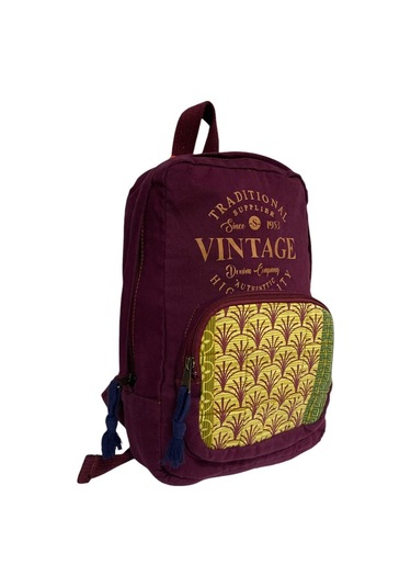 Kaliteli Mini Vintage Salaş Disayn Günlük Sırt Gezi Çantası 19 Cm X 34 Cm Bordo