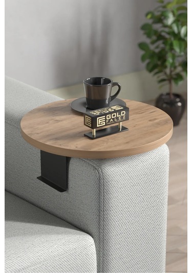 Yan Sehpa Ayarlanabilir Tepsi Dekoratif Tepsi Ceviz 2 Adet