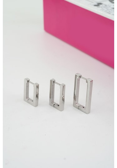 Kadın Vip Seri 316 L Paslanmaz Çelik Didörgen Model 3'lü Küpe Seti