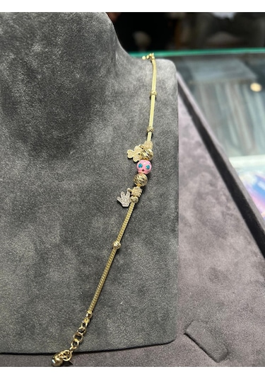8 Gr Gram Yonca Şans Bileklik Künye Rose-sarı-yeşil-beyaz