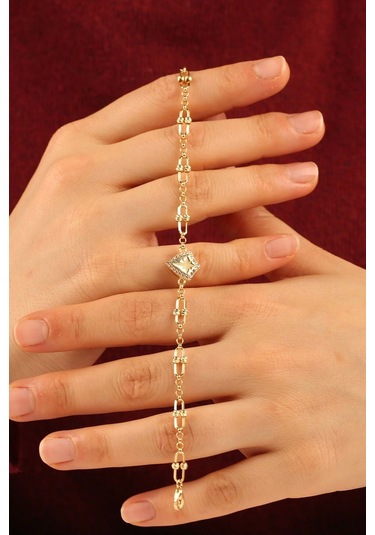 Çgk Çiğdem Gürel Kuyumculuk Yıldız Model Ataç Zincir Altın Bileklik Çok Renkli